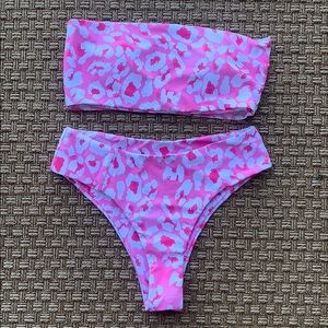 High waisted pink cheetah bikini NEVER WORN